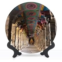 Decorative Plates for Display 10" meenakshi Temple taj Mahal Closeup Pictures Royalty Free Ceramic Ornament with Display Stand and Hook Up for Wall Decor Hanging Festival Wedding Gift