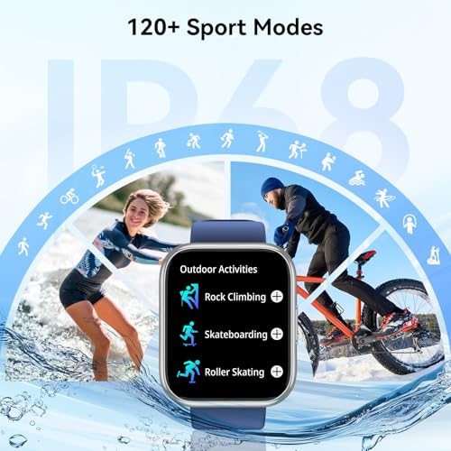 Image of Smart Watch for Men - 1.85 inch HD 2026 Upgraded Fitness Tracker Bluetooth Call and Text Smartwatch with 7 Day Battery 5 ATM Waterproof Heart Rate Sleep Monitor 130+ Sport Modes for Android & iOS (Blue)