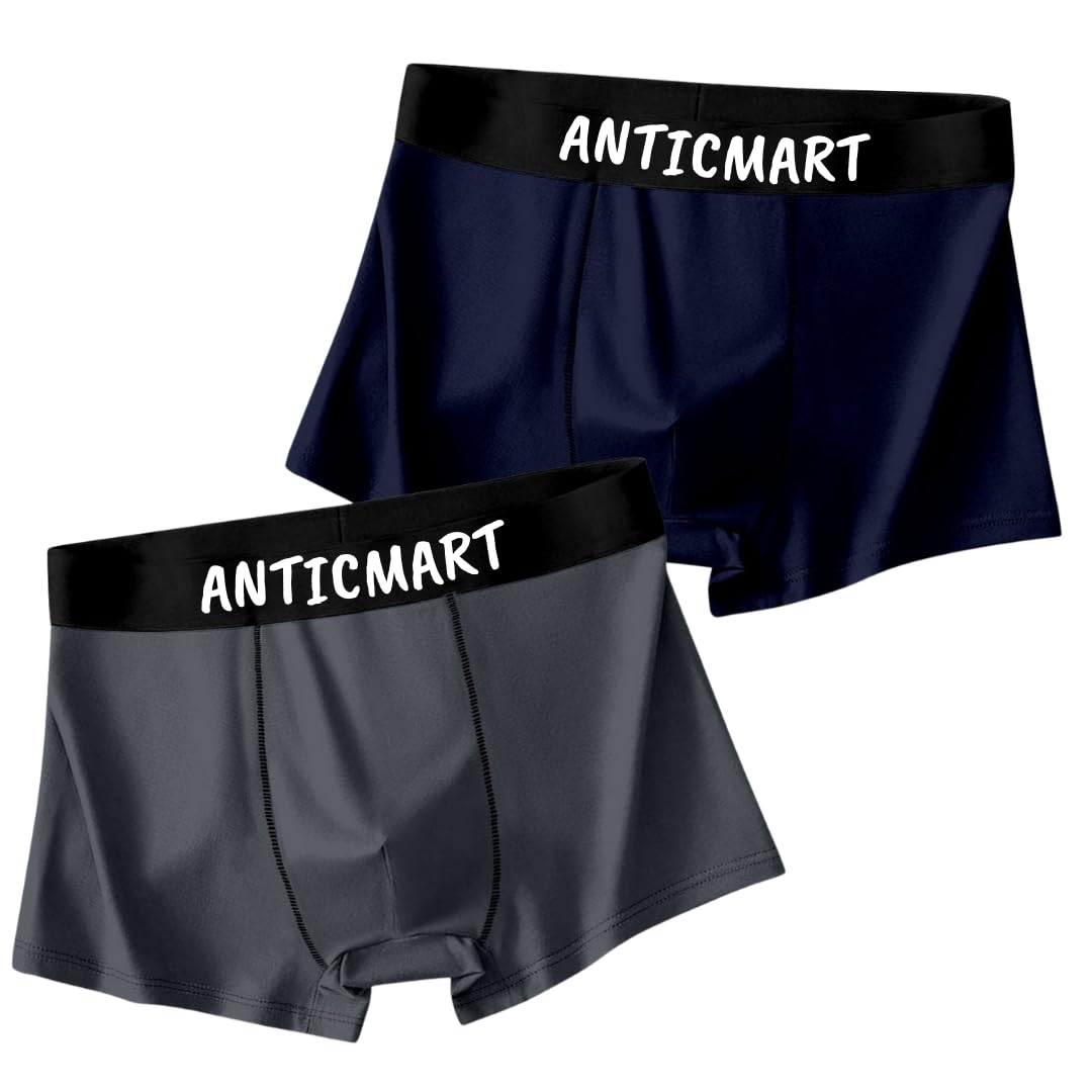 anticmart Men's Ultra-Soft Stretch Boxer Briefs | Breathable No-Ride-Up Underwear Moisture Wicking Fabric, Lightweight Comfort Fit Innerwear Multicolor (Pack 2)-picture-44