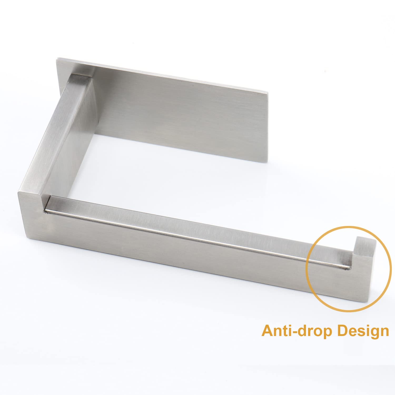 Toilet Paper Holder, Self Adhesive Tissue Holder Stainless Steel Rustproof Paper Roll Holder, No Drilling Easy to Install, Toilet Paper Rack Suitable for Office, Bathroom (Brushed Nickel) — Amazon image 4