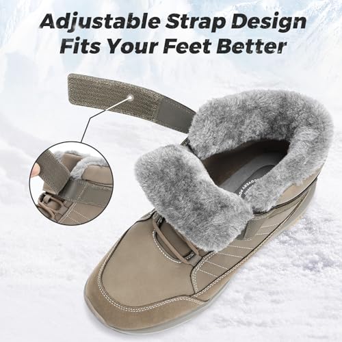 Image of FitVille Wide Width Mens Winter Boots Fur Lined Extra Wide Snow Boot Lightweight Non Slip Outdoor Mens Diabetic Shoes for Flat Feet