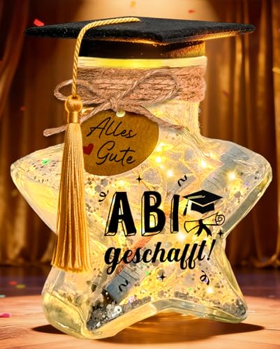 Abitur 2026 Geschenke LED Flaschenlicht mit Absolventenhut als Geldgeschenk & Deko ABI Geschenke 2026 Bestandene Prüfung Geschenk zum Abitur Schulabschluss Geschenk Wir sind stolz auf dich