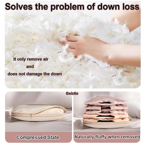 2 Pieces Space Saving Hanging Large Garment Bag, 51x23 in Dustproof Self-Compression Closet Organizers, Large Space-Saving Clothes Bags for Down Coat and Quilts3