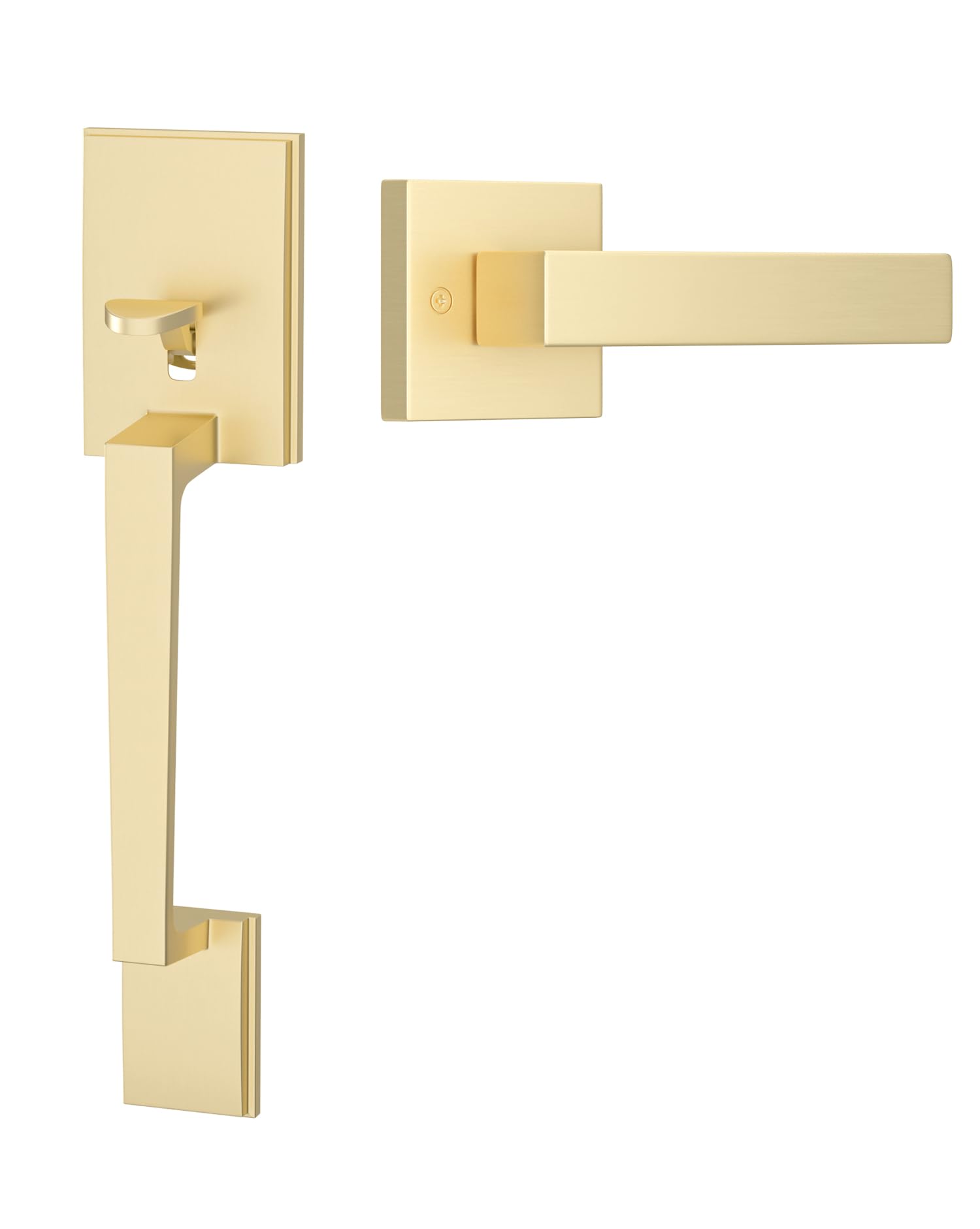goldenwarmGold Front Door Handle, Entry Door Handle and Reversible Handle Lever, Modern Front Door Handle Only, Gold Front Door Entry Handleset