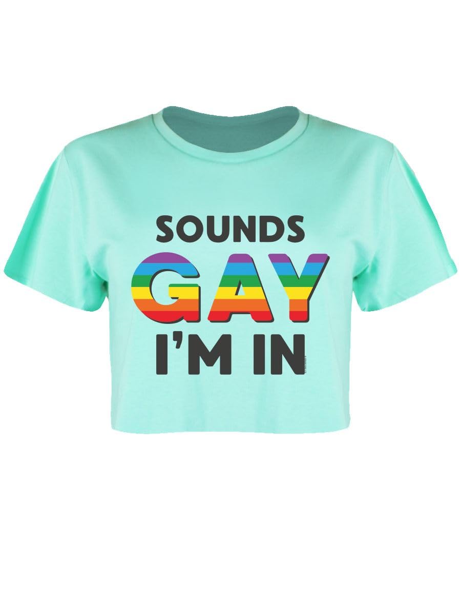 Grindstore Sounds Gay I'm in Mint Green Boxy Crop Top