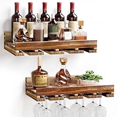 YORBAY Juego de 2 botelleros de Madera para Pared:...