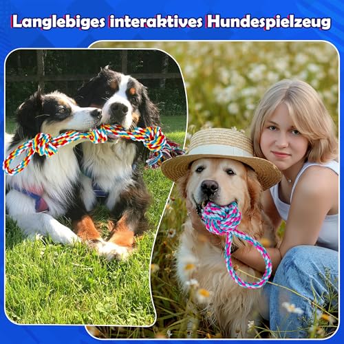 GASAPET Hundeseilspielzeug für große/mittelgroße Hunde, nahezu unzerstörbares Hundespielzeug-Set für Aggressive Kauer, strapazierfähiges Kauspielzeug aus Baumwollseil zum Zahnen, Zerrspielzeug, 5PCS