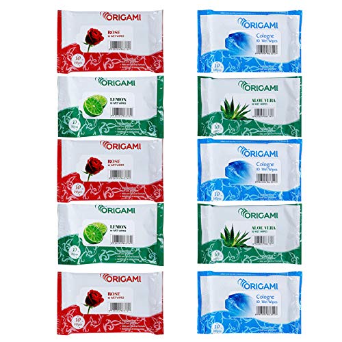 Image of Origami Wipes 15x20cm- 10 Pulls Per Pack - Pack of 10-100 Wipes - Assorted Fragrances