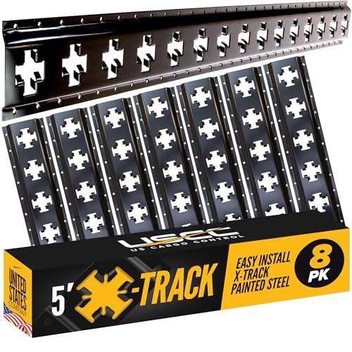 Image of US Cargo Control X Track Rails (8-Pack), 5 FT Black X-Track Rail for Trailers, Pickup Trucks, Garages, and Sheds - Use with E-Track Straps for Vertical and Horizontal Alignment