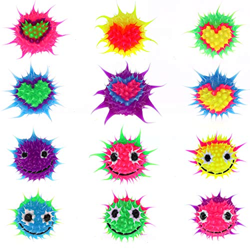 Pencil Toppers for Kids Girls Boys Students - Silicone Spiky Pencil Tops - Fun Fidget Sensory Aid Pencil Toppers - BPA,Phthalate,Latex Free (12 Pcs Heart/Smiley)