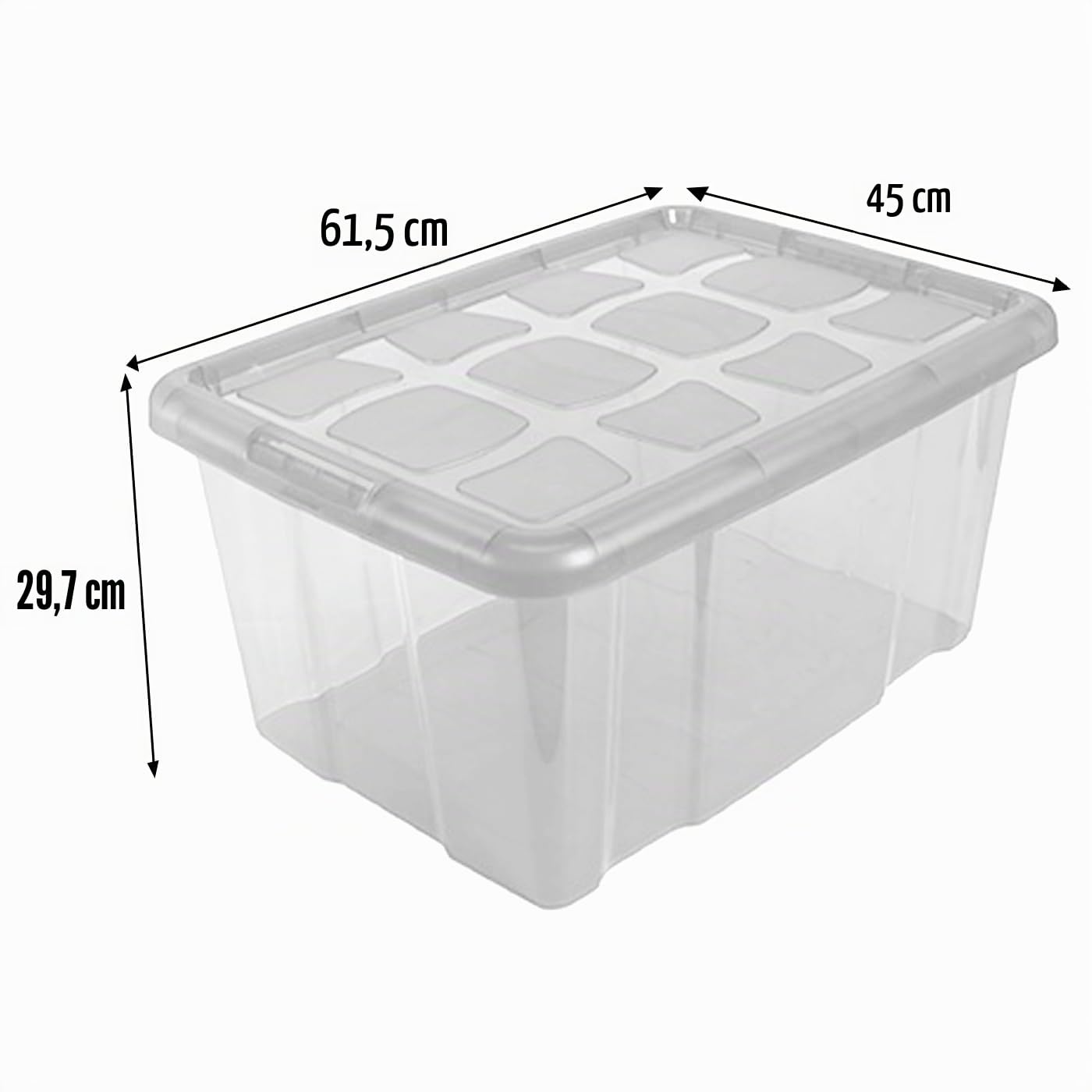Acan Tradineur - Pack de 6 Cajas de Almacenamiento - Fabricado en plástico - Contenedor para almacenar libros, ropa, mantas - N.º 18 (Transp.) - 45 x 61,5 x 29,7 cm - 60 Litros