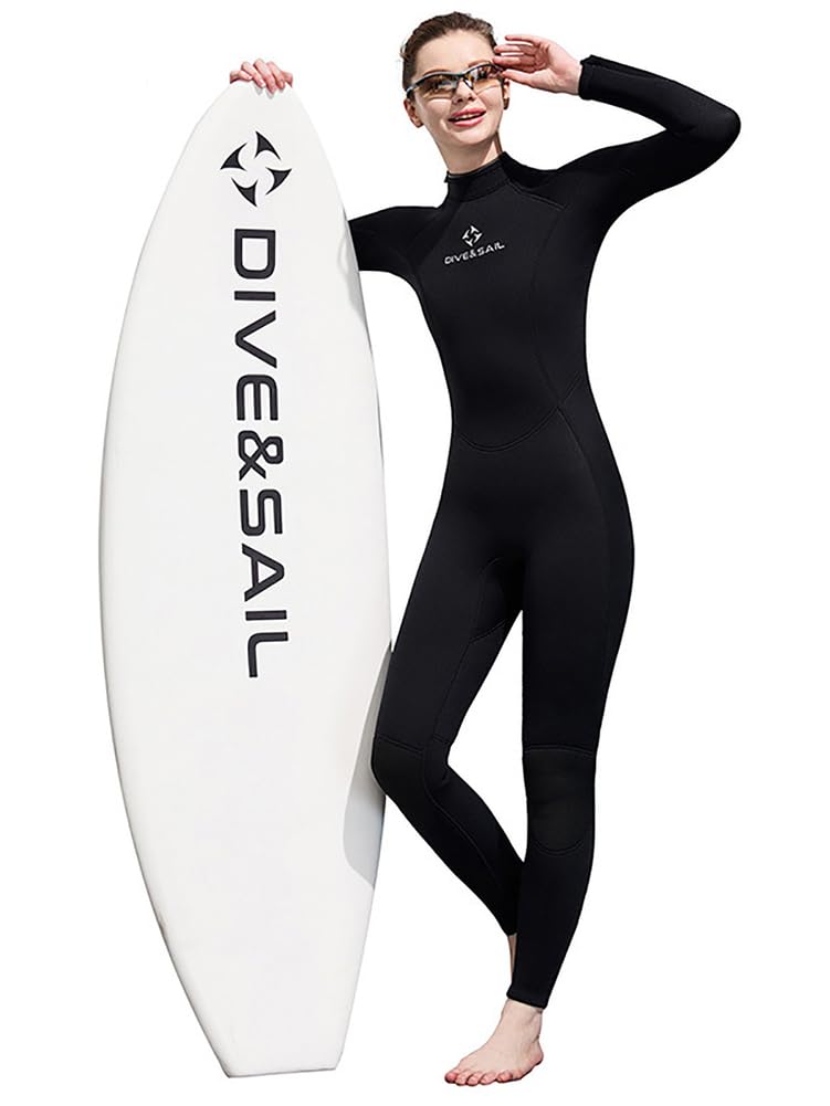 Muta in Neoprene da 3 Mm per Donna – Tuta da Immersione Intera Monopezzo con Cerniera Posteriore e Maniche Lunghe, Ideale per Snorkeling, Surf, Canoa e Immersioni Subacquee