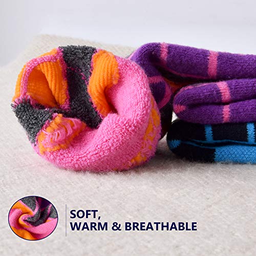 Soared Winter Ski Socks Snowboard Snow Warm Knee Over the Calf OTC High Performance 2 Pairs for 3-8 Years Old Kids Pink