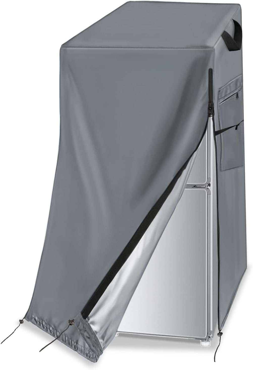 Refrigerator Cover, Waterproof & Dustproof Cover for Protecting Upright Freezers-Suitable for Cold Rooms,Grey (24"W x 26"D x 60"H)