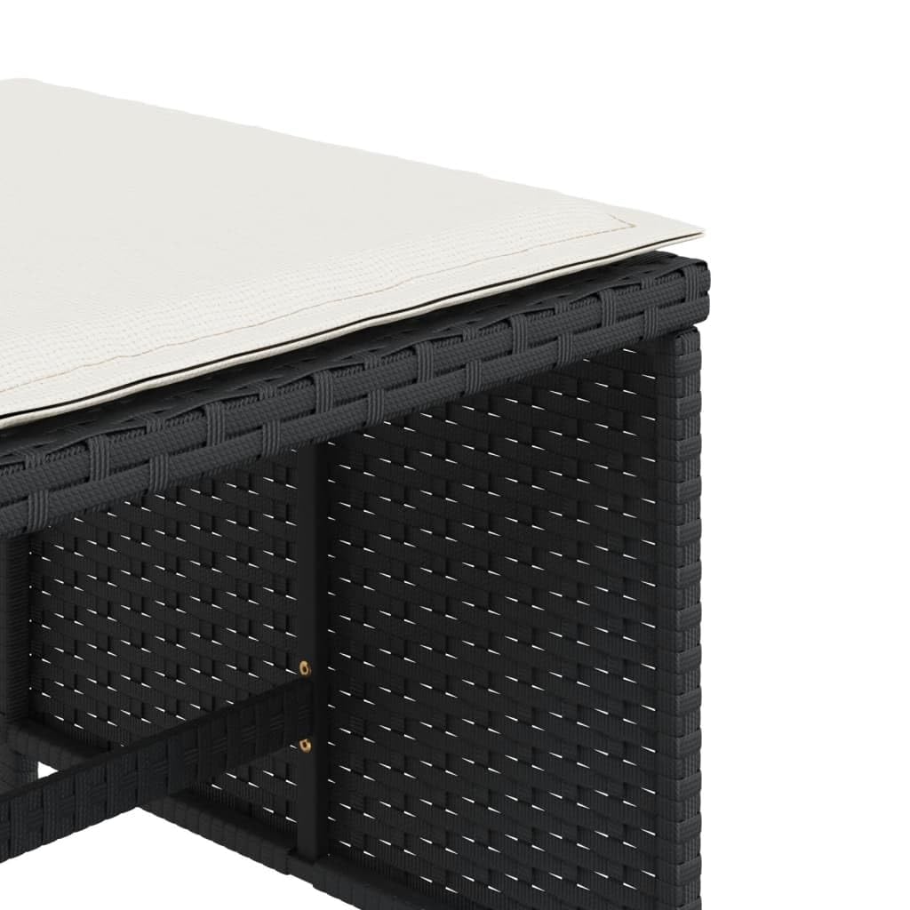 Taboret ogrodowy z poduszką 4 szt. czarny 40 x 40 x 35 cm polirattanowy