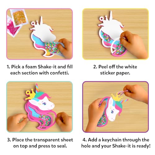 Image of Skillmatics Art & Craft Activity - Shake-its, Unicorns & Princesses, DIY Craft Kit with Keychains, Fun & Creative Travel Toys, Party Favours & Birthday Gifts for Girls & Boys Ages 4, 5, 6, 7, 8, 9