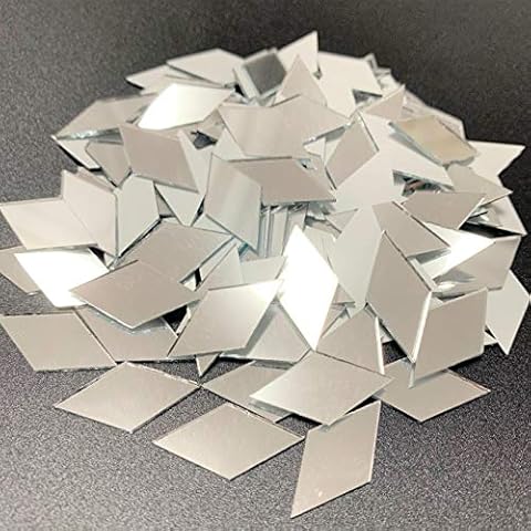 NUO RUI 1" x 1/2" Diamond Shape Mirror Mosaic Tiles Craft Mirrors Bulk 150 Pieces Cover