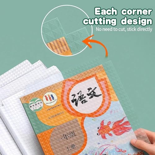 Image of 60 Pcs- 3 Different Sizes -20 Each, Transparent Paper Sticker Book Covers Self Adhesive Waterproof Binding Film for School & Office Textbook Protective Diamond Pattern, Polypropylene (PP)