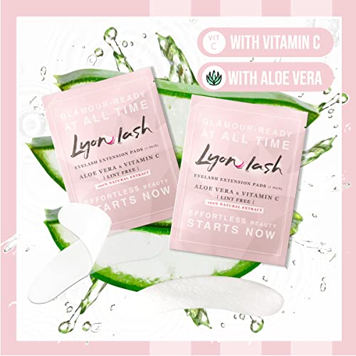100 pairs eyelash extension under eye gel pads by lyon lash - lint free with aloe vera hydrogel eye patches premium eyelash extension supplies amp beauty tools fit most eye shape stick well