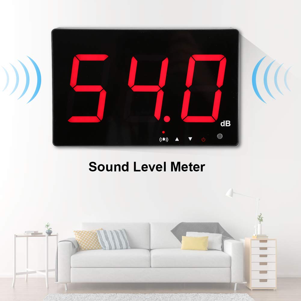 Medidor Digital de Decibelios, 30-130 DB, Pantalla LCD de 9,6 Pulgadas, para Colgar en la Pared, Probador de Nivel de Sonido con Alarma