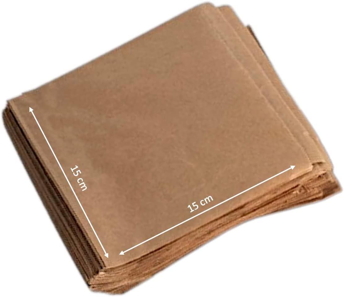 Sacchetti in Carta Kraft Antigrasso 250 Pezzi 15x15 cm per Hamburger Kebab Panini