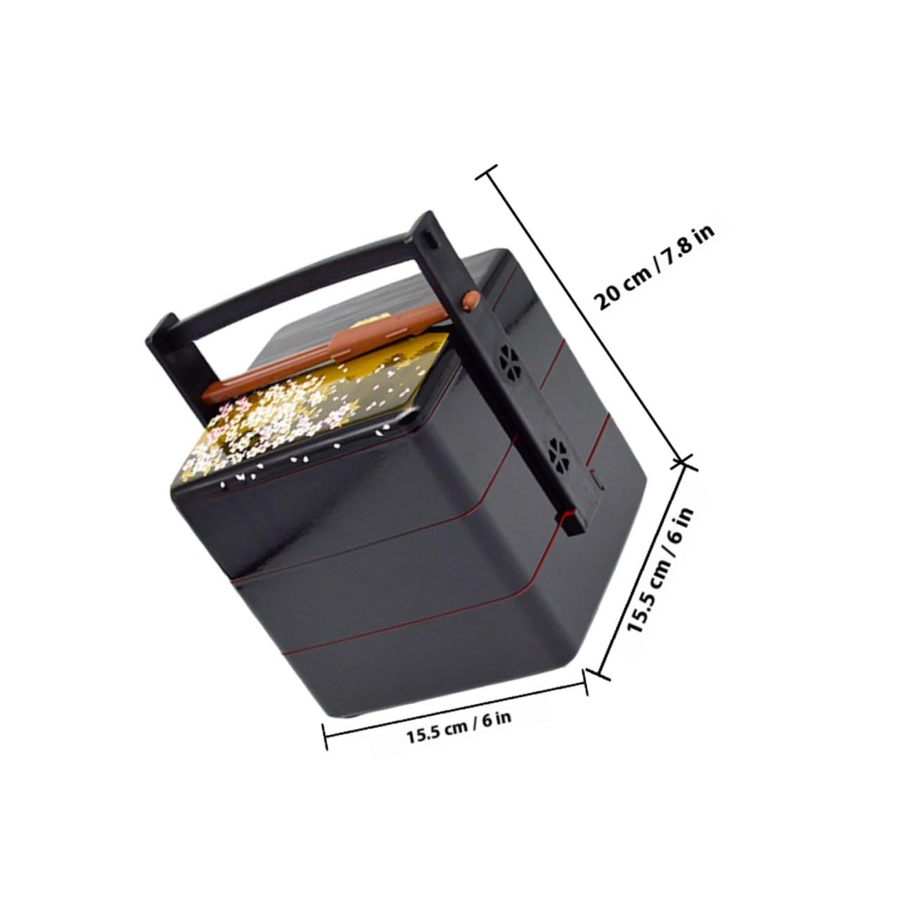 Boîte à Lunch Bento Japonaise Noire Réutilisable en Abs Design à Trois Couches, Pratique et Étanche, pour Repas en Plein Air à Emporter