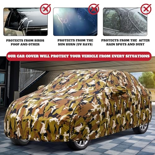Image of Kayme UltraShield All Weather Premium i20 Car Cover 6-Layer Waterproof Fabric, UV & Heat Reflective - Rain, Sun & Dust & Bird‐Dropping Resistant, Indoor /Outdoor Full Body Protection - Jungle