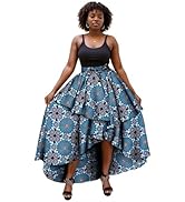 iooiooi Women's African Dashiki Wax Print Skirt Ankara Print Short Skirts Elastic Waist