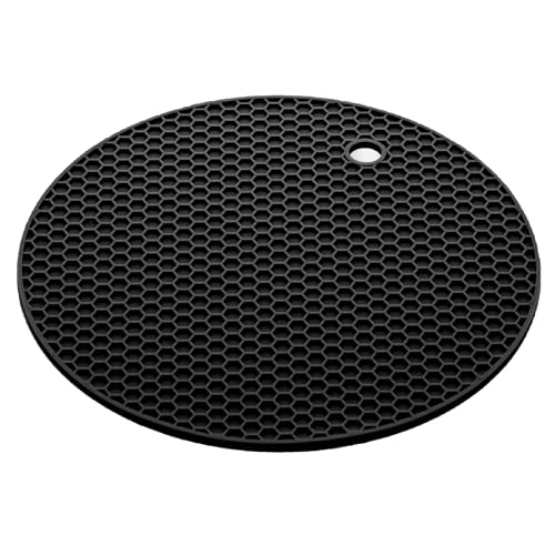 LYOR - Descanso para Panela Redondo de Silicone Preto 17,5cm