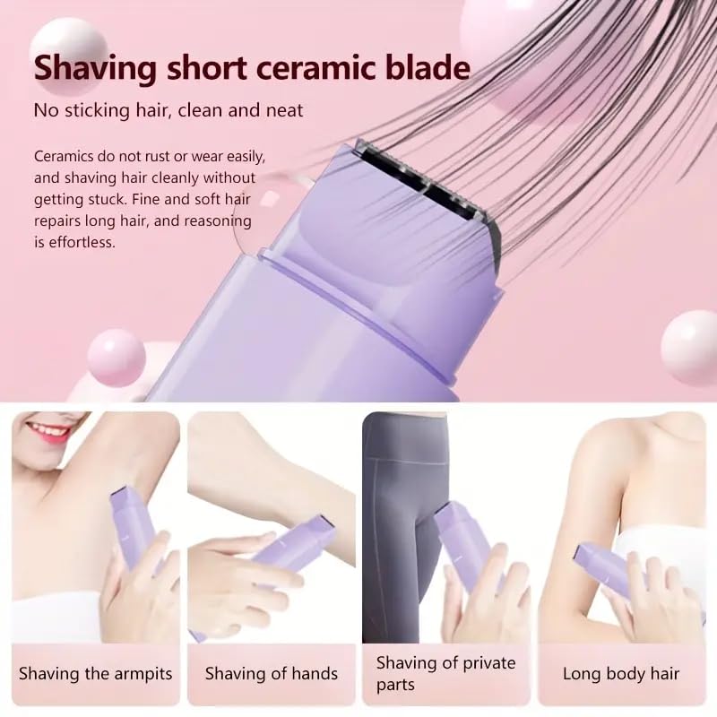 Image of VIFORA 2-in-1 Facial Hair Remover & Body Shaver for Women - Electric Razor with Dual Heads for Face, Chin, Eyebrow, Upper Lip, Bikini, Underarms & Legs - Rechargeable Women's Bikini Trimmer (Purple)