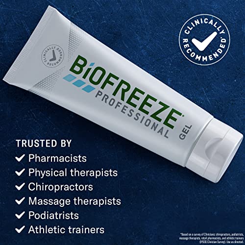 Biofreeze Professional Menthol Pain Relieving Gel 4 Fl Oz Tube (Pack Of 3) For Pain Relief Associated With Sore Muscles, Arthritis, Simple Backaches, And Joint Pain (Packaging May Vary) #TOP3