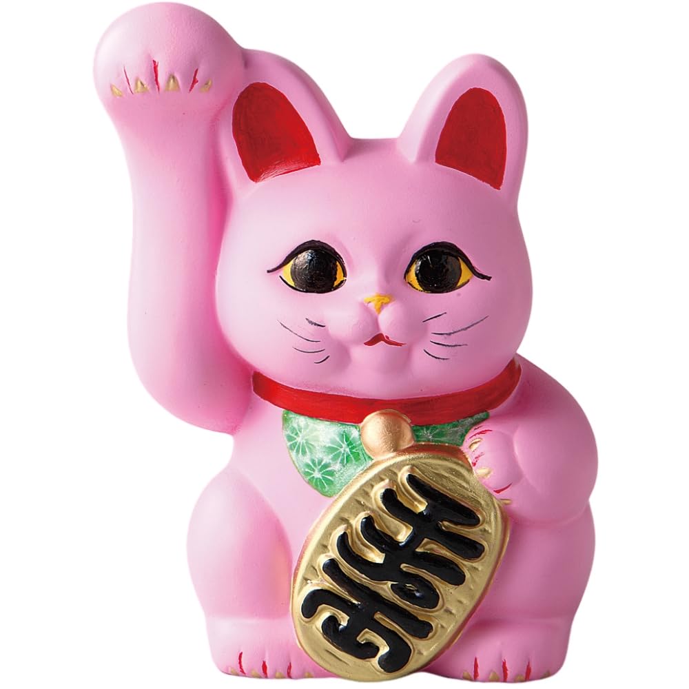 Tokoname Ware Maneki Neko No.4 Pink Piggy Bank Ceramic Lucky Cat Japan