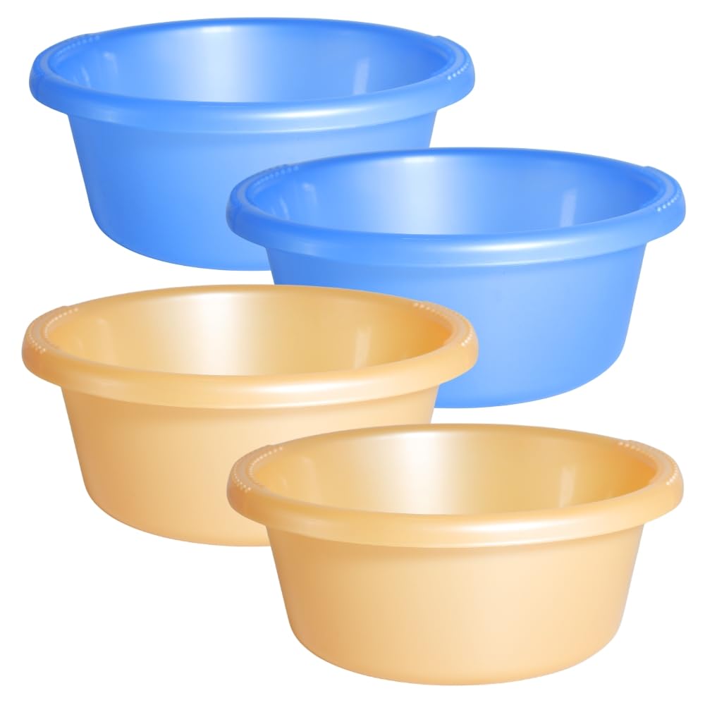 Sunaira Bowlpro Multipurpose Round Plastic Bowl 750 ml for Mixing,Serving,Washing Fruits & Vegetables,Hair Colour,Dough and Food Storage|Food Grade,Stackable|Kitchen,Salon|Set of 4|Blue Orange-image-27