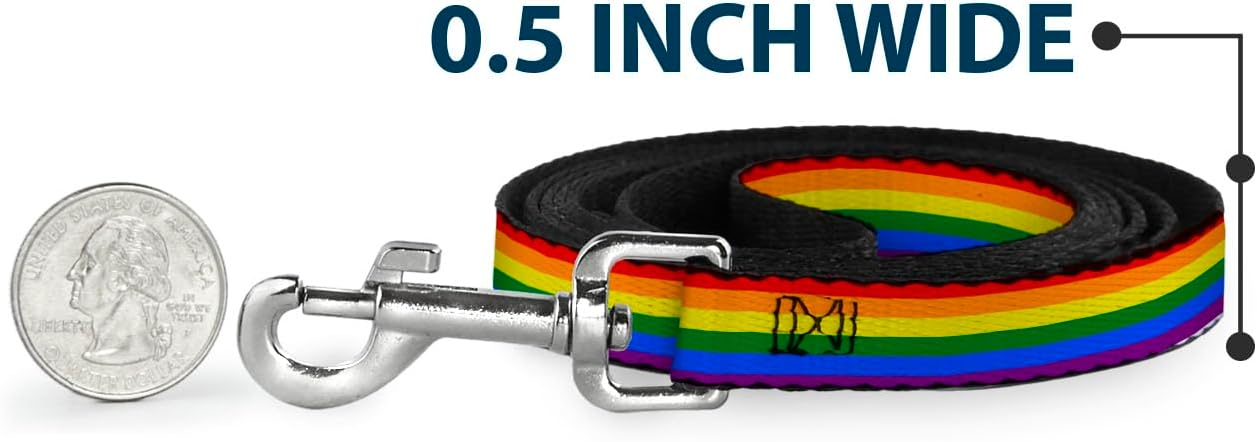 Dog Leash Flag Pride Rainbow 6 Feet Long 1.0 Inch Wide
