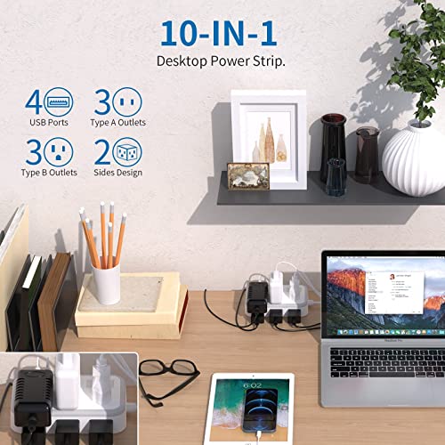 Travel Power Strip with USB Ports Bundle, NTONPOWER Desktop USB Power Strip, 5ft Portable Extension Cord with USB Ports, Nightstand Desktop Charging Station for Home Office Dorm Room Cruise, White - image 8