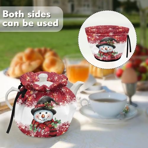 Image of Christmas Tea Pot Cover Keep Tea Warm Snowman Insulation Teapot Cozies Machine Washable Kettle Cover Breakfast Warmer Home Decor for Kitchen Tea Party Table Decor