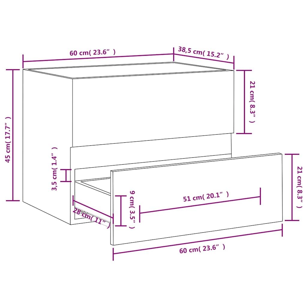 Armario para debajo del lavabo de madera blanco 60 x 38,5 x 45 cm con cajón, espacio de almacenamiento para baño, adecuado para montaje en pared, espacio de almacenamiento adicional, diseño