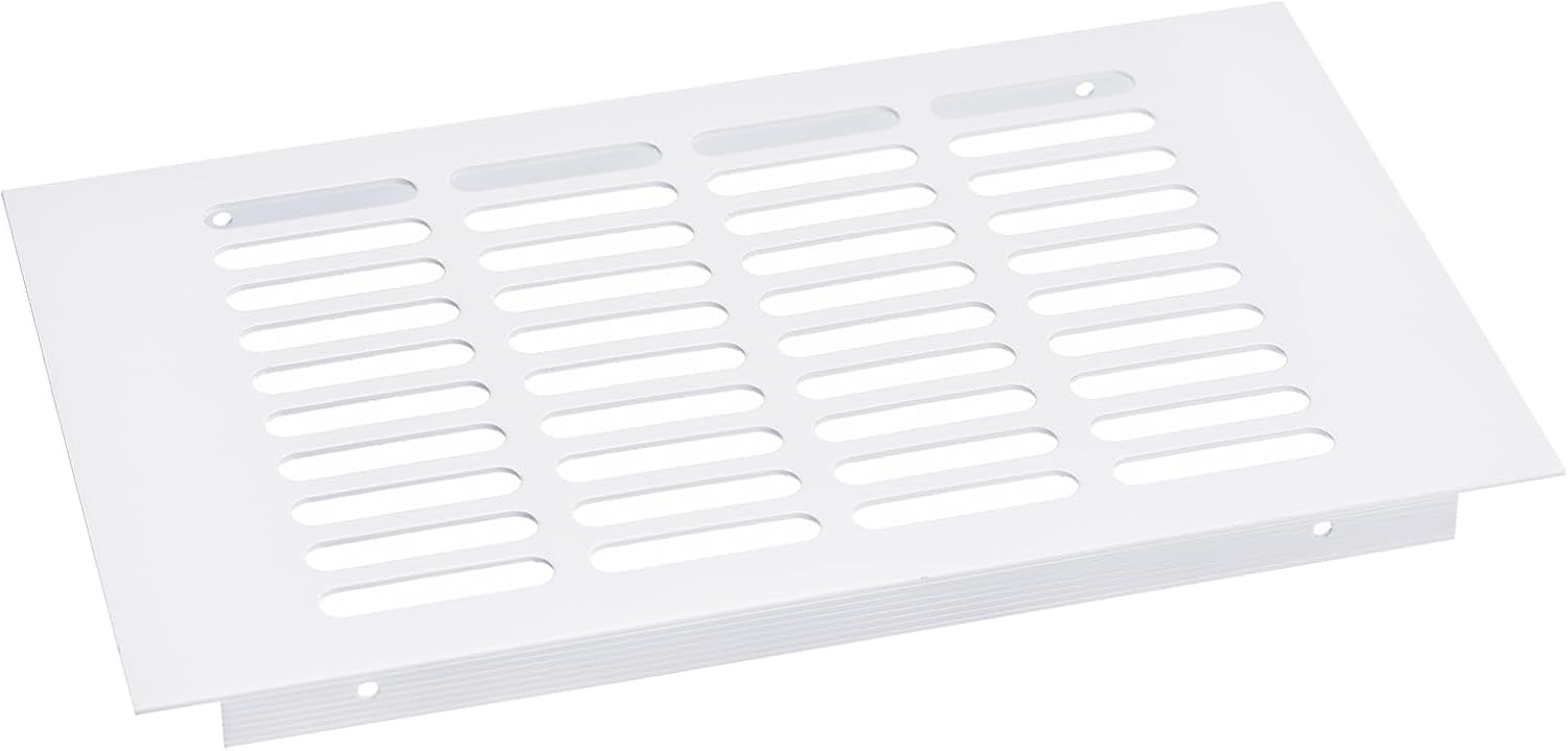 uxcell Air Vents Cover, 1Pcs 600 x 150mm - Aluminum Alloy Mesh Air Return Vent Cover, Rectangle Louvered Ventilation Grille for Shoe Cabinet Wardrobe (White)