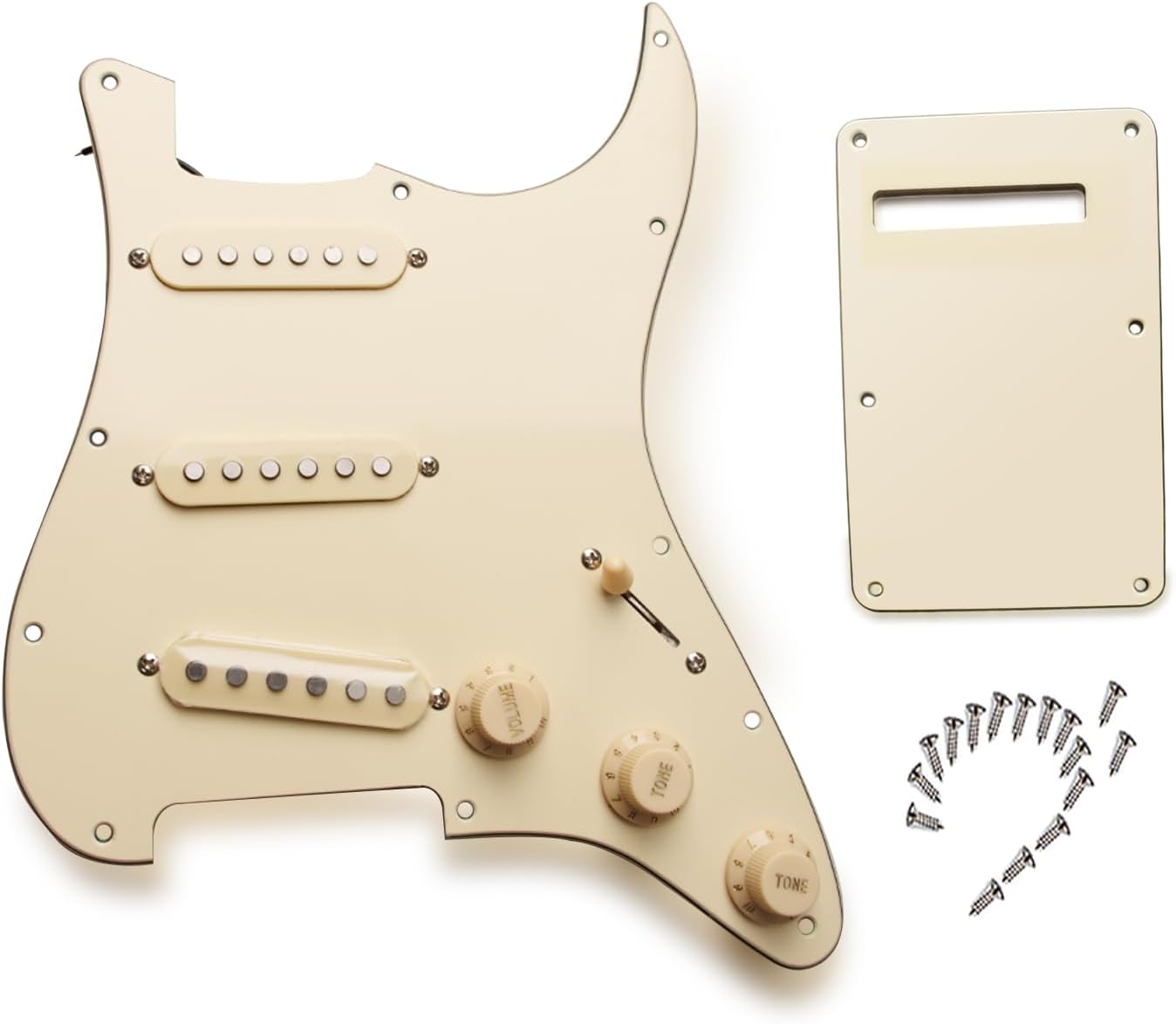Prewired Loaded Pickguard SSS Pickups,Guitar Single Coil Alnico Pick Ups,3-Ply Pick Guards Set with 5-Way Switch,Scratch Plate for Fender Stratocaster