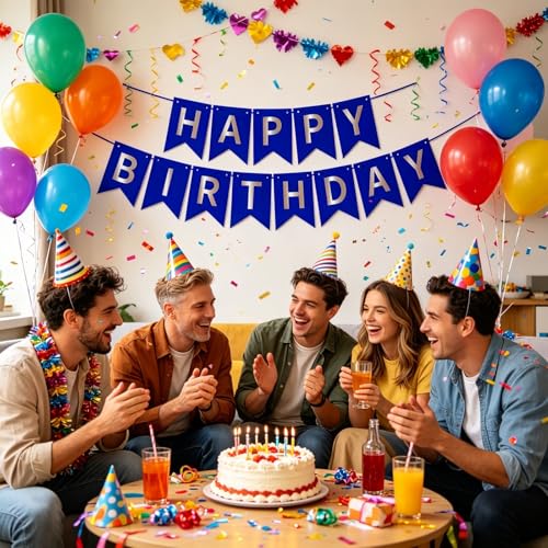 Image of Happy Birthday Banner Birthday Party Supplies (Blue 5)