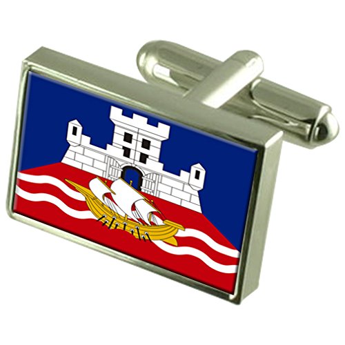 Select Gifts Belgrade City Serbia Sterling Silver Flag Cufflinks Engraved Box