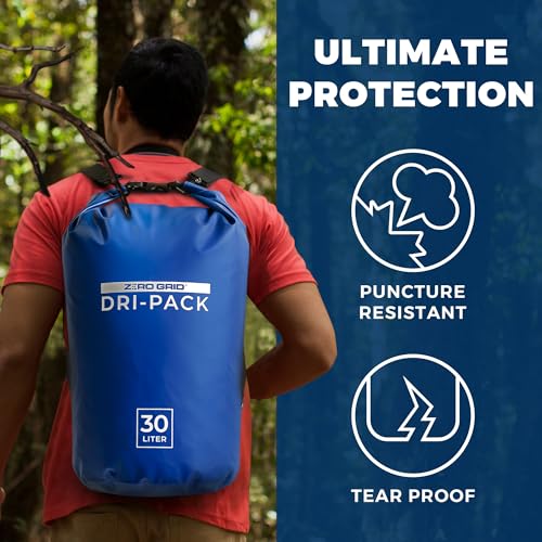 Bolsa seca impermeable Zero Grid con cierre enrollable flotante, mantiene secos 20 litros para mochilero, kayak, camping, pesca y senderismo, material resistente 500D miniatura 5