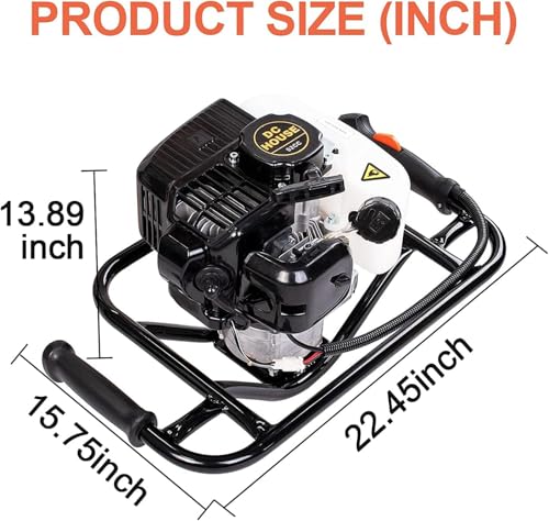 Image of DC HOUSE Post Hole Digger, 52cc 1800W Gas Powered Earth Auger Earth Digger, Auger Post Hole Digger with Two Drill Bit 6 inch & 10 inch and Extension Rods, for Fence, Farmland and Garden, EPA Certified