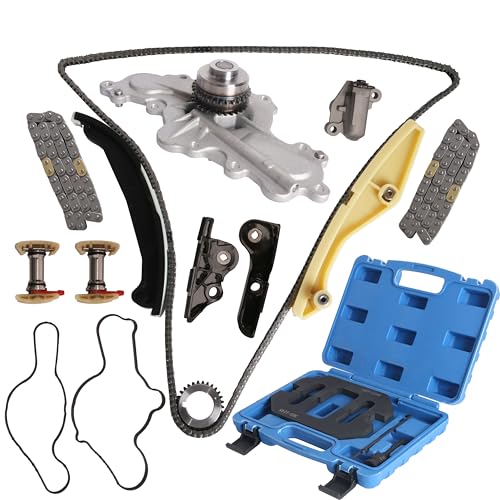 Loautong Timing Chain Water Pump Kit with 303-1248 Camshaft Holding Tool & Timing Alignment Holder Tool Fits for Edge for Explorer for Flex for F-150 for Taurus for Mustang 3.5L 3.7L V6 2011-2019