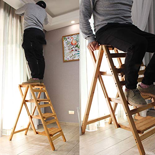 Tabouret échelle en bois massif à 3 marches pour la maison - 7