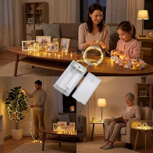 Image of Pack of 10 / 3Mtr / 30 LED's Battery Operated Magic Fairy String /Strip Light with Copper Wire for DIY Lights for Festival, Indoor /Outdoor, Home Decoration (WW /Fairy String Light)