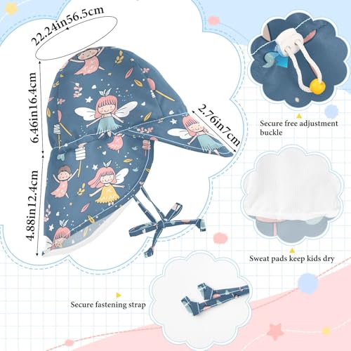 Unisex Baby Sun Hat Baby Boys Beach Play Hats Girl Sun Protection Wide Brim Traveling Swim Hat Fairies Marshmallow Blue4