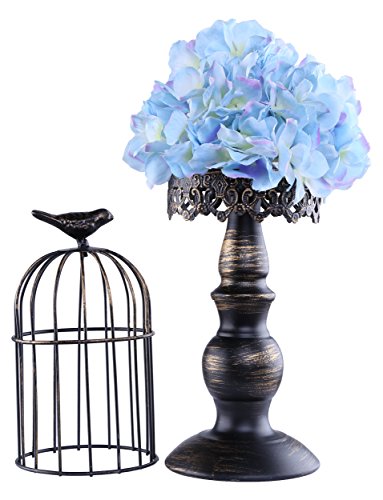 Berry PresidentTM Handmade Metal Candleholder Vintage Home Decorative Table Floor Tall Birdcage Candle Holder Centerpiece for Wedding Black 146Inch