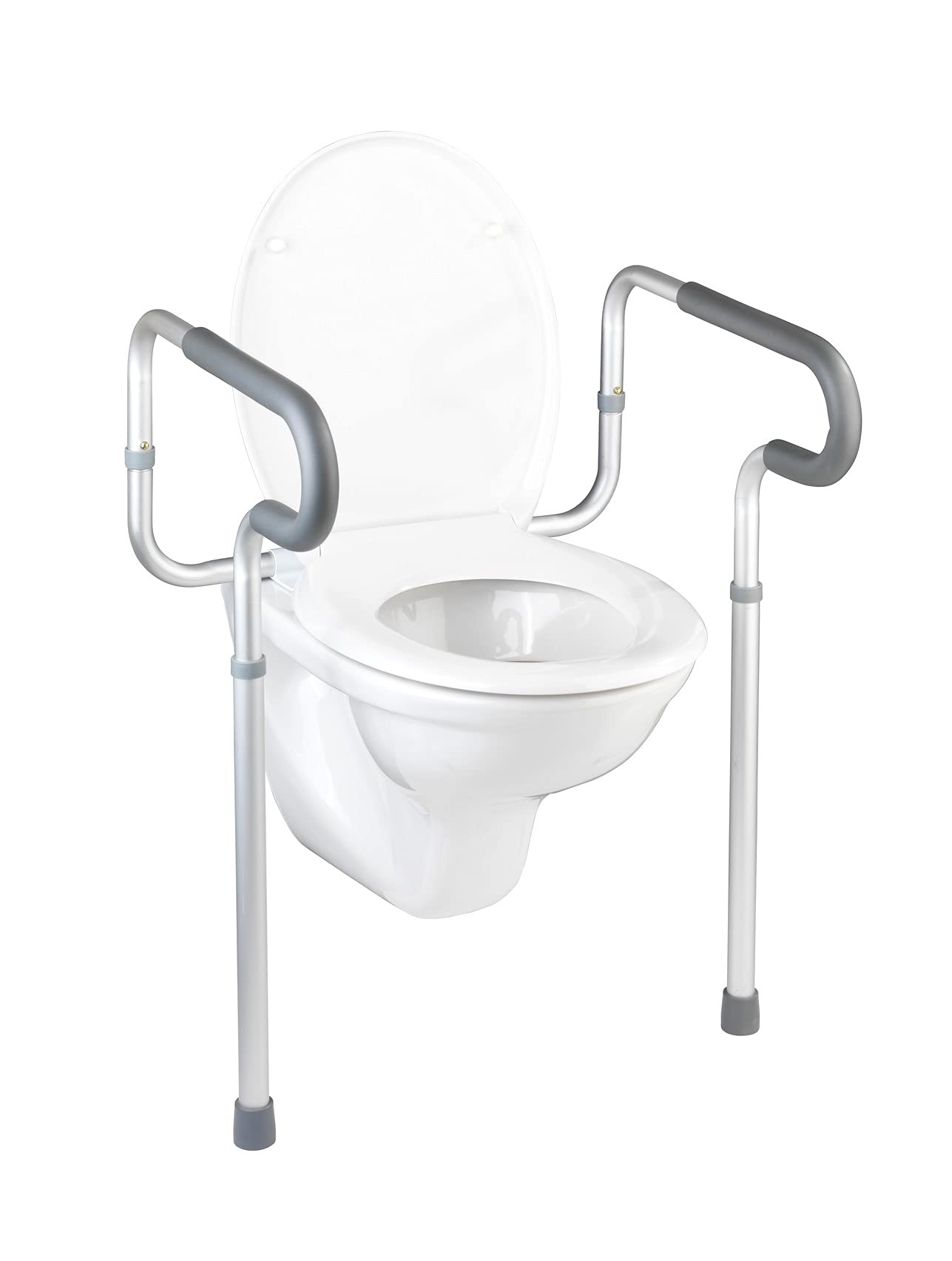 WENKO, Toilet Safety Support Secura, Aluminium, Home Bathroom Aid for Children, Elderly & Disabled, 55.5-63.5x71-82x48cm, Aluminium