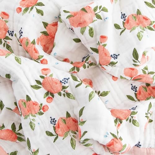 Image of Little Unicorn Newborn Receiving Quilt | Ultra- Soft, Multi-Layered Muslin Fabric | Gift for Newborns & on-The-go (Watercolor Roses)